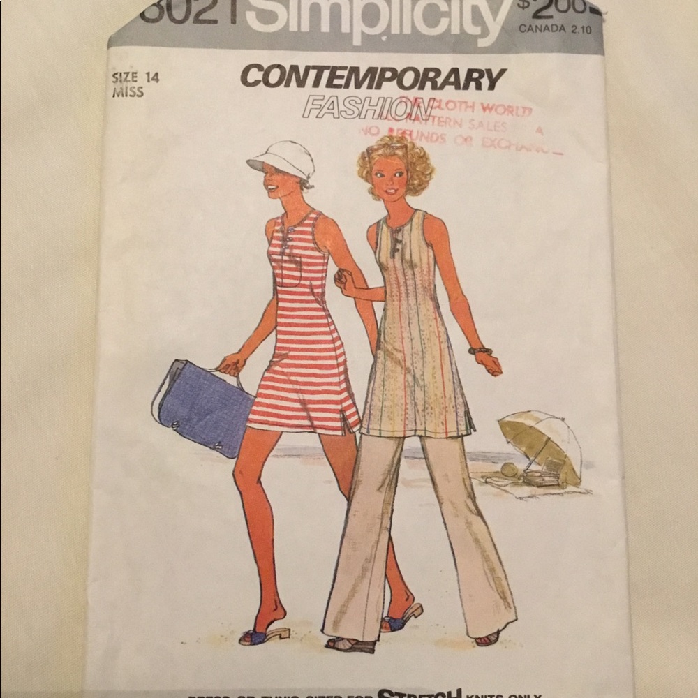 Simplicity vintage pattern 8021 miss 14 dress top+